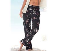 Strandhose LASCANA, Damen, Gr. 46, N-Gr, bunt (bedruckt), Jersey, Obermaterial: 100% Viskose, bedruckt, figurumspielend lang, Hosen Strandhose, mit Taschen und Zierknöpfen, Jerseyhose, elastisch (7670