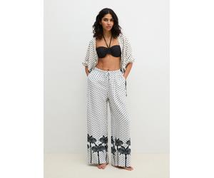 Strandhose MARC O'POLO "Beach Cover-Up", Damen, Gr. L, N-Gr, weiß (weiß cotton palm print), Obermaterial: 100% Viskose, Hosen Strandhose, Strandhose, sommerlicher Allover-Print (91229038-L) weiß cotto