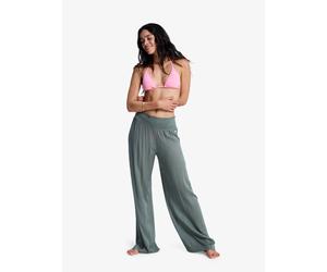 Strandhose ROXY "ALONG THE SUNSET", Damen, Gr. L (40), N-Gr, agave grün, Web, Obermaterial: 100% Viskose, unifarben, weit lang, Hosen Strandhose, weite Passform, für Strand und Sport, sportlicher Stil