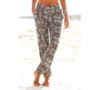 Strandhose S.OLIVER, Damen, Gr. 36, N-Gr, blau (marine, bedruckt), Jersey, Obermaterial: 100% Viskose, figurumspielend lang, Hosen Strandhose, mit Alloverprint und Taschen, Stoffhose, Sommerhose, elas