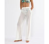 Strandhose TRIUMPH "Beach MyWear Crochet Trousers", Damen, Gr. 38, N-Gr, silk weiß, Strick, Obermaterial: 95% Polyester, 5% Elasthan, Hosen Strandhose, weiches Häkeldesign (59664028-38) silk weiß