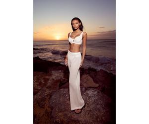 Strandhose TRIUMPH "Beach MyWear Crochet Trousers", Damen, Gr. 46, N-Gr, silk weiß, Strick, Obermaterial: 95% Polyester, 5% Elasthan, Hosen Strandhose, weiches Häkeldesign (59664028-46) silk weiß