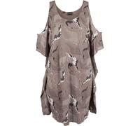 Midikleid BONPRIX "Strandkleid aus Viskose", Damen, Gr. 40/42 (M), N-Gr, grau (grau bedruckt), Jersey, Obermaterial: 100% Viskose, bedruckt, figurumspielend ca. Mitte Oberschenkel, tiefer Rundhals, Kl