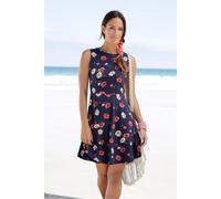 Strandkleid BEACHTIME, Damen, Gr. 42, N-Gr, bunt (marine, rot, bedruckt), Jersey, Obermaterial: 95% Baumwolle, 5% Elasthan, bedruckt, figurumspielend ca. Mitte Oberschenkel, Rundhals, Kleider Strandkl