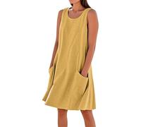 Strandkleid Damen große größen Kleider Damen Sommerkleider Leicht Musselinkleid Baumwolle Frauenkleid Cartoon mit ärmel Shirtkleid Lang Blusenkleid Hemdkleid tunikakleid