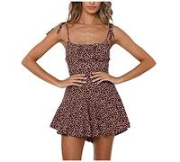 Strandkleid Damen Kurz SpaghettiträGer: Blumen-Sommerkleid Damen Kurz Elegant-Blumenkleid Sommer Mini-Kleider Teenager MäDchen Sexy Kurze-Sommerkleider-äRmellos Freizeitkleid-Figurbetonte Abendkleider