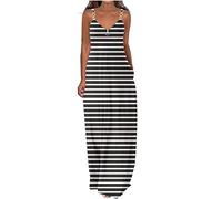 Strandkleid Damen Lang Sale Angebote Ärmellos Swing Tunika Lässiges Kleider Sexy Elegant Ärmellos Bodycon Kleid Slim Maxikleider Abend Langes Kleid Rundhals Halfter Shirtkleid T-Shirt Bluse Bluse