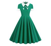 Strandkleid Damen Lang Sale Angebote Swing Trägerkleid Vertuschung mit Taschen Kurz Schulterfrei Kleid Elegante Kleider für Damen Knielanges Patchwork-Kleid Strandkleid Party Kleid meine bestell