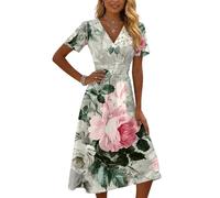 Strandkleid Damen Leichte Sommerkleider Maxikleid Damen Elegant Strandkleid Gehäkelt Blusenkleid Langarm Tunika Kleid Sommer Damenkleider Knielang Kleid Lang Milkmaid Dress Outfit Für Abiball Mutter