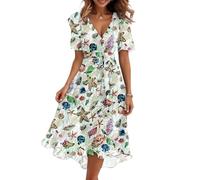 Strandkleid Damen Luftig Chiffonkleid Schnürung Italienische Kleider Mit Gürtel Sommerkleidung Elegant Sommerkleid Lang Strickkleid Multiway Kleid Infinity Schicke Sommerkleider Salbeigrün