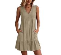 Strandkleid Damen Plus Size Sommerkleid Strandkleid Damen Baumwolle Blusenkleid Lang Tunika Kleider Sommer Damenkleider Sommer Elegant Tenniskleid Wedding Guest Dress Outfit Für Abiball Mutter