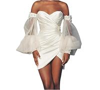 Strandkleid Damen Sale Angebote A-Linie Tüll Brautjungfer Partykleid Kurze Ärmel Lang Einfarbig A-Linie Lose Kleid Boho Blumen Knielang Kleid Sexy Fitted Minikleid Cocktailkleid meine bestellunge