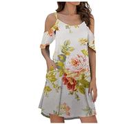 Strandkleid Damen Sale Angebote Knielang Kurzarm V-Ausschnitt Samt Cocktailkleid Elegant 1950er Vintage Cocktail Rockabilly V-Ausschnitt Faltenrock Elegant Kleider Abendkleid Rüschen Freizeit Coc