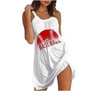 Strandkleid Damen Sommer Geschenke für Frauen Geblümt Ärmellos Bohokleid Hohe Taille Skaterkleid Chiffon Sommer Urlaub Lose Langes Strandkleid Sommerkleid Vintage Elegante Kleider Ärmellos Falte