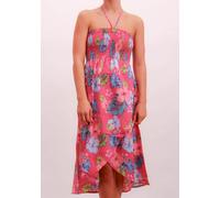 Strandkleid JOOP JEANS "JEANS HIBISCUS", Damen, Gr. 40, N-Gr, pink (pink aop), Web, Obermaterial: 50% Baumwolle, 50% Modal, feminin, bequem knieumspielend, ohne Ärmel, Kleider, floraler Print, Logo-De