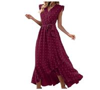 Strandkleid Lang Damen Ärmellos Kleid Elegant Lang Luftig Tunika Kleider Große Größen Sommer Kurzarm Strandkleid Midi Casual Damenkleid 2026 Festliche Freizeitkleider Lässig Sommerkleider Partykleider
