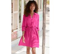 Strandkleid LASCANA "in leichter Crepe-Qualität mit variablem Tunnelzug in der Taille", Damen, Gr. 40, N-Gr, pink, Crêpe, Obermaterial: 100% Viskose, unifarben, figurumspielend kniefrei, ohne Ausschni