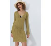 Strandkleid LSCN BY LASCANA, Damen, Gr. 42, N-Gr, grün, Strick, Obermaterial: 82% Viskose, 18% Polyester, leicht transparent, unifarben, figurbetont kniefrei, Rundhals, Kleider Strandkleid, Strickklei