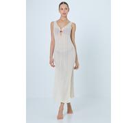 Strandkleid LSCN BY LASCANA, Damen, Gr. 44, N-Gr, beige (creme), Strick, Obermaterial: 82% Viskose, 18% Polyester, unifarben, figurbetont ca. Mitte Wade, Kleider Strandkleid, Midikleid, Strickkleid (3