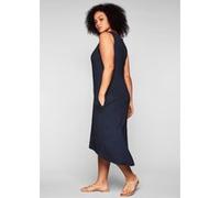 Sommerkleid SHEEGO "Strandkleid", Damen, Gr. 52, Normalgrößen, blau (marine), 95% Viskose, 5% Elasthan, unifarben, wadenlang, Rundhals, Kleider Sommerkleid (81426560-52) marine
