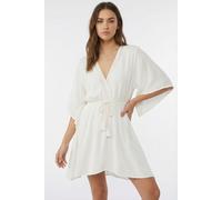 Strandkleid O'NEILL "ESSENTIALS TOKEENA COVER UP", Damen, Gr. L (40), N-Gr, snow weiß, Obermaterial: 100% Viskose, Kleider Strandkleid, mit Kordelzug mit Quasten, aus Viskose, lockerer Schnitt (174635