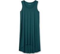 Sommerkleid SHEEGO "Strandkleid", Damen, Gr. 40, Normalgrößen, blau (petrol), 95% Viskose, 5% Elasthan, unifarben, wadenlang, Rundhals, Kleider Sommerkleid (65924922-40) petrol