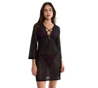 Strandkleid TRIUMPH "Beach MyWear Crochet Short Dress", Damen, Gr. 40, N-Gr, schwarz, Strick, Obermaterial: 95% Polyester, 5% Elasthan, Kleider Strandkleid, weiches Häkeldesign (33429928-40) schwarz