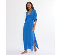 Strandkleid TRIUMPH, Damen, Gr. 38, N-Gr, very blau, Web, Obermaterial: 100% Viskose, bequem lang, tiefer V-Ausschnitt, Kleider Strandkleid, mit tiefem V-Ausschnitt und halb langem Arm (86222841-38) v