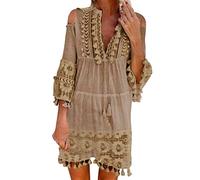 Strandkleider Damen Sexy Sommerkleid Casual V-Ausschnitt Blumendruck Kleider Strandkleider Sexy Midikleid Sommer Strand Maxi Dress Leichte Sommerkleider