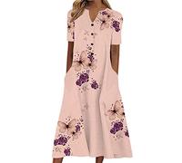 Strandkleider Damen Sommer, Festlich mit Blumen Maxi Leicht Luftig Strandkleid Maxikleid Curvy A Linie Elegant Lang Sommerkleid Blusenkleid Sexy Kurzarm Große Größen Schick Freizeitkleid Boho Kleid