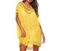 Strandkleider Damen Sommer: Luftig Strand Kaftan Elegant Sexy Curvy Häkelkleid Mode Musselin Bikini Cover Up Lang Ibiza Style Pareos Sarong Sommer Beach Strandkleid Spitzen Oberteile