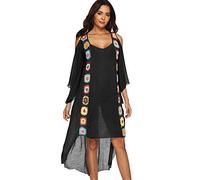 Strandkleider Lang Damen Lange Strandkleid Kaftan Tunika Große Größen Strandtunika Boho Maxi Sommerkleider Strandponcho Bikini Cover Up Strandbekleidung Beachkleider Strand Blusenkleid Sommer Schwarz
