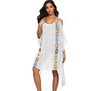 Strandkleider Lang Damen Lange Strandkleid Kaftan Tunika Große Größen Strandtunika Boho Maxi Sommerkleider Strandponcho Bikini Cover Up Strandbekleidung Beachkleider Strand Blusenkleid Sommer Weiß