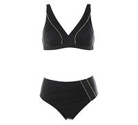 Strandladen Damen Bikini gemoldete Cups Glitzer Schwarz 38