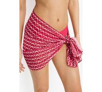 Strandrock LSCN BY LASCANA, Damen, Gr. 1, pink waves, Chiffon, Obermaterial: 100% Polyester, bedruckt, figurumspielend kurz, Röcke Strandrock, kurzer Wickelrock aus Chiffon (81463868-1)