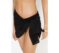 Strandrock LSCN BY LASCANA, Damen, Gr. 1, schwarz, Chiffon, Obermaterial: 100% Polyester, unifarben, figurumspielend kurz, Röcke Strandrock, kurzer Wickelrock aus Chiffon (79373812-1)