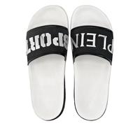 Strandschuh PLEIN SPORT "Flache Gummisandalen", Damen, Gr. 40, Normalschaft, schwarz-weiß (0102, weiß, schwarz), Schuhe Strandschuh (27087059-40) 0102, weiß, schwarz