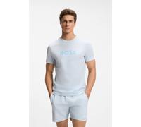 Strandshirt BOSS "T-Shirt RN", Jungen, Gr. M, blau (open blau 499), Jersey, Obermaterial: 100% Baumwolle, regular fit hüftbedeckend, Rundhals, Shirts, mit UV Schutz (SPF 50+), Swimwear (41347860-M) op