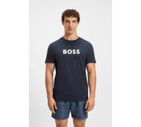 Strandshirt BOSS "T-Shirt RN", Herren, Gr. M, navy 413, Jersey, Obermaterial: 100% Baumwolle, bedruckt, unifarben, regular fit hüftbedeckend, Rundhals, Shirts Strandshirt, mit UV Schutz (SPF 50+), Swi