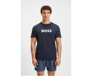 Strandshirt BOSS "T-Shirt RN", Herren, Gr. M, navy 413, Jersey, Obermaterial: 100% Baumwolle, bedruckt, unifarben, regular fit hüftbedeckend, Rundhals, Shirts, mit UV Schutz (SPF 50+), Swimwear (21465