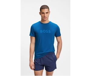 Strandshirt BOSS "T-Shirt RN", Herren, Gr. M, open blau 462, Jersey, Obermaterial: 100% Baumwolle, unifarben, regular fit hüftbedeckend, Rundhals, Shirts, mit UV Schutz (SPF 50+), Swimwear (41809739-M