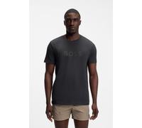 Strandshirt BOSS "T-Shirt RN", Herren, Gr. S, schwarz (dunkelgrau 023), Jersey, Obermaterial: 100% Baumwolle, regular fit hüftbedeckend, Rundhals, Shirts, mit UV Schutz (SPF 50+), Swimwear (38530463-S
