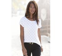 LASCANA Strandshirt mit Lochstickerei, weiß