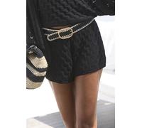 Strandshorts FRENCH CONNECTION "aus luftigem, leicht transparentem Strick", Damen, Gr. 38, N-Gr, schwarz, Strick, Obermaterial: 50% Baumwolle, 50% Polyacryl, unifarben, figurumspielend kurz, Hosen Str