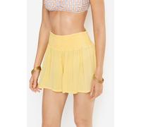 Strandshorts LSCN BY LASCANA, Damen, Gr. 40, N-Gr, gelb (pastel gelb), Crêpe, Obermaterial: 100% Viskose, unifarben, figurumspielend kurz, Hosen Strandshorts (21800123-40) pastel gelb
