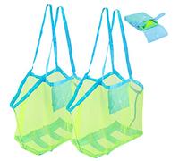 Strandspielzeug Tasche Groß, 2 Stück Strandtasche Netztasche für Sandspielzeug Wasserspielzeug, Wiederverwendbare und Faltbare Kinder Aufräumsack für Strand Picknick/Wäschesack/Familie Urlaub