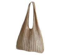 Strandtasche Damen Herren Polyester Druckknopf transparent Shopper Beach Bag groß wasserdicht Reißverschluss sanddicht leicht faltbar Urlaub Pool Fitness Einkauf Picknick Sommer (Khaki, One Size)