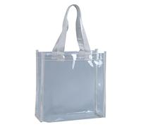 Strandtasche Damen Herren PVC Knopfleiste transparent Shopper Beach Bag groß wasserdicht Reißverschluss sanddicht leicht faltbar Urlaub Pool Fitness Einkauf Picknick Sommer (Light Gray, 25*25*10cm)