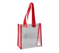 Strandtasche Damen Herren PVC Knopfleiste transparent Shopper Beach Bag groß wasserdicht Reißverschluss sanddicht leicht faltbar Urlaub Pool Fitness Einkauf Picknick Sommer modische (Red, 25*25*10cm)