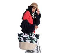 Strandtasche ROXY "Waikiki Life", Damen, anthrazit spring charming, Baumwolle, Taschen Strandtasche (98689164-0) anthrazit spring charming
